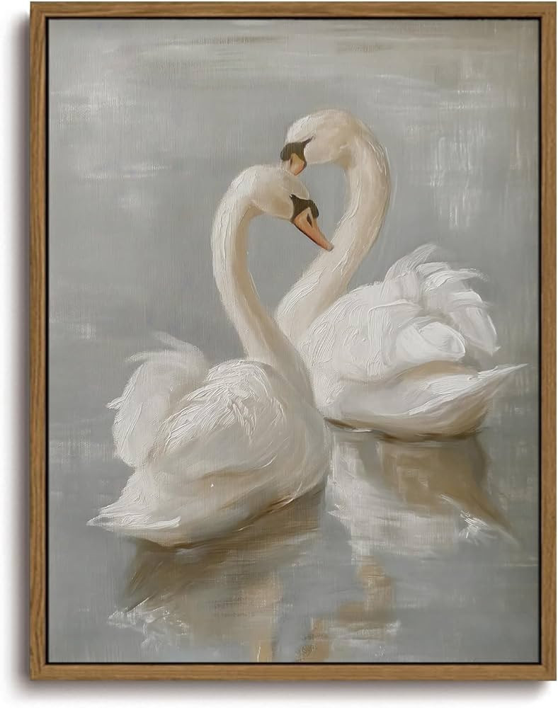 KISSFOX Framed Wall Art Vintage Wall Decor Swan Pictures Rustic Animal Canvas Art Retro Paintings... | Amazon (US)