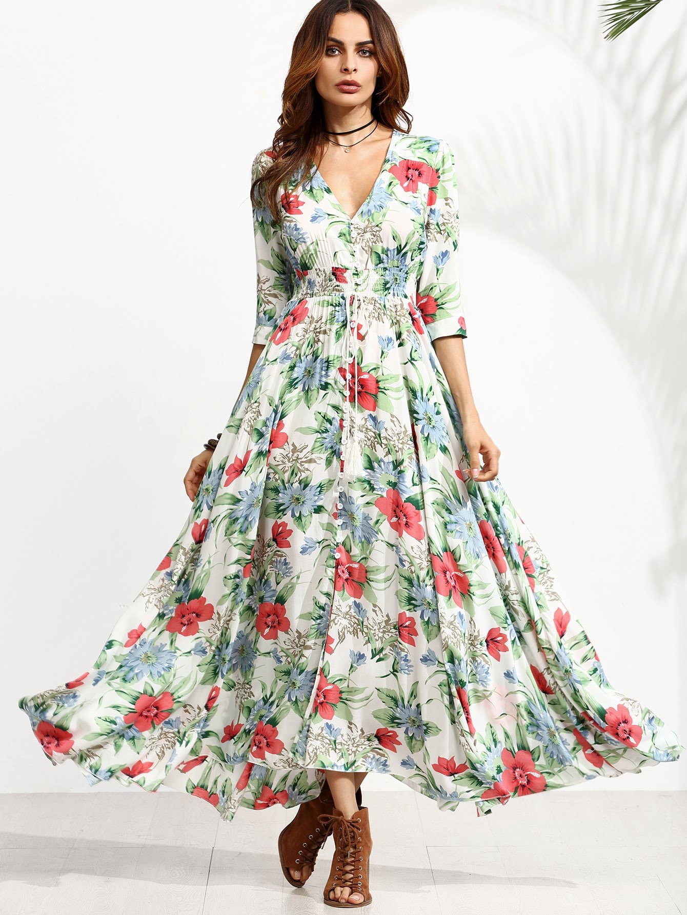 Robe imprimé fleuri demi | SHEIN