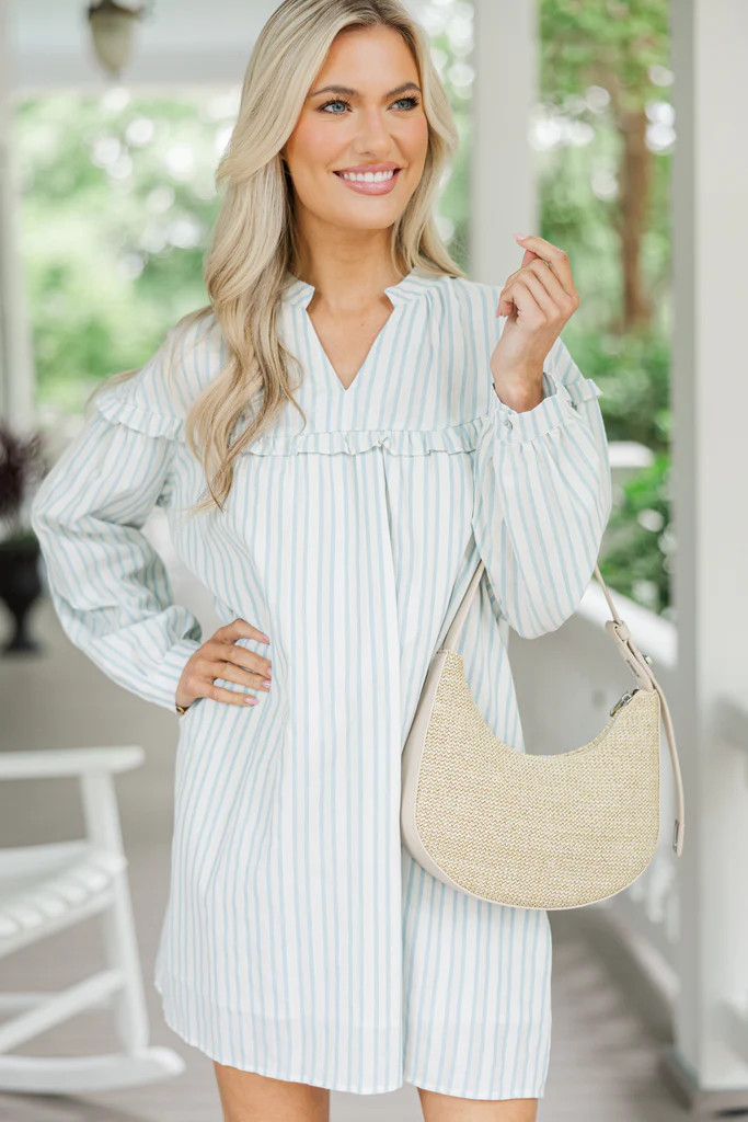 Through The Reeds Blue & White Striped Babydoll Dress | The Mint Julep Boutique