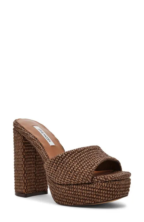 Steve Madden Joel Platform Sandal in Brown Raffia at Nordstrom, Size 10 | Nordstrom