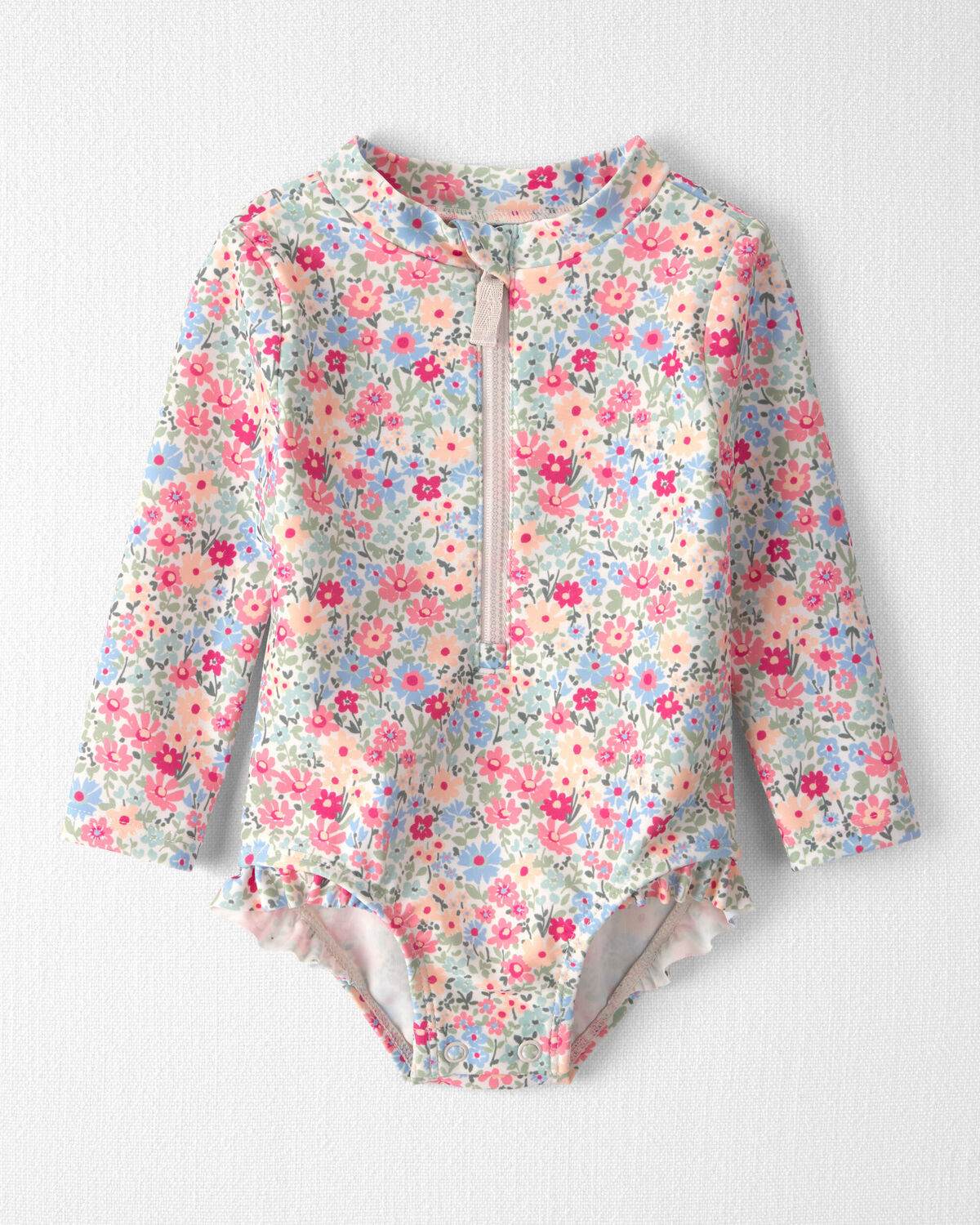 Baby Girl Recycled Rashguard Swimsuit in Meadow Mix - Little Planet | Carter's | Carter's Inc