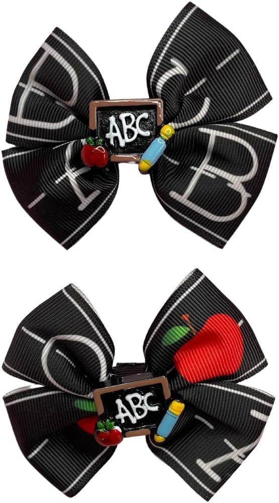 Back to School Bow Hair Clips, Ribbon Grosgrain Hairgrips for First Day of School Kindergarten Gi... | Amazon (US)