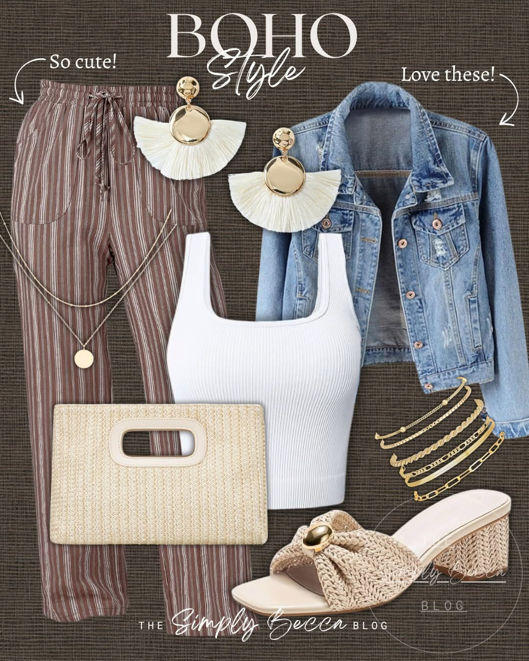 Boho looks that feel simple, not overdone.

#ltkwomens #bohostyle #wovenclutch #lowheel

#LTKdayinmylife #LTKmomlife #LTKSeasonal