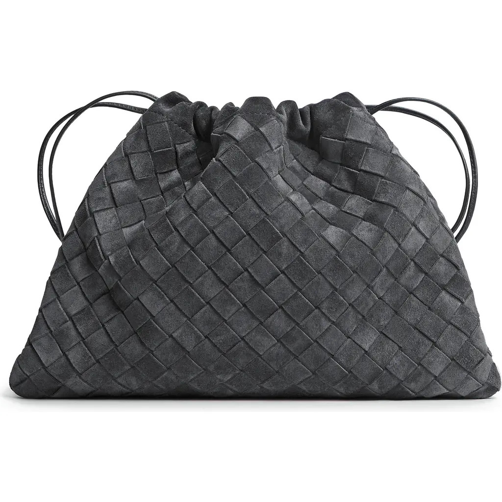 Bottega Veneta Medium Dustbag Intrecciato Suede Bag in 1035 Graphite-Gold at Nordstrom | Nordstrom