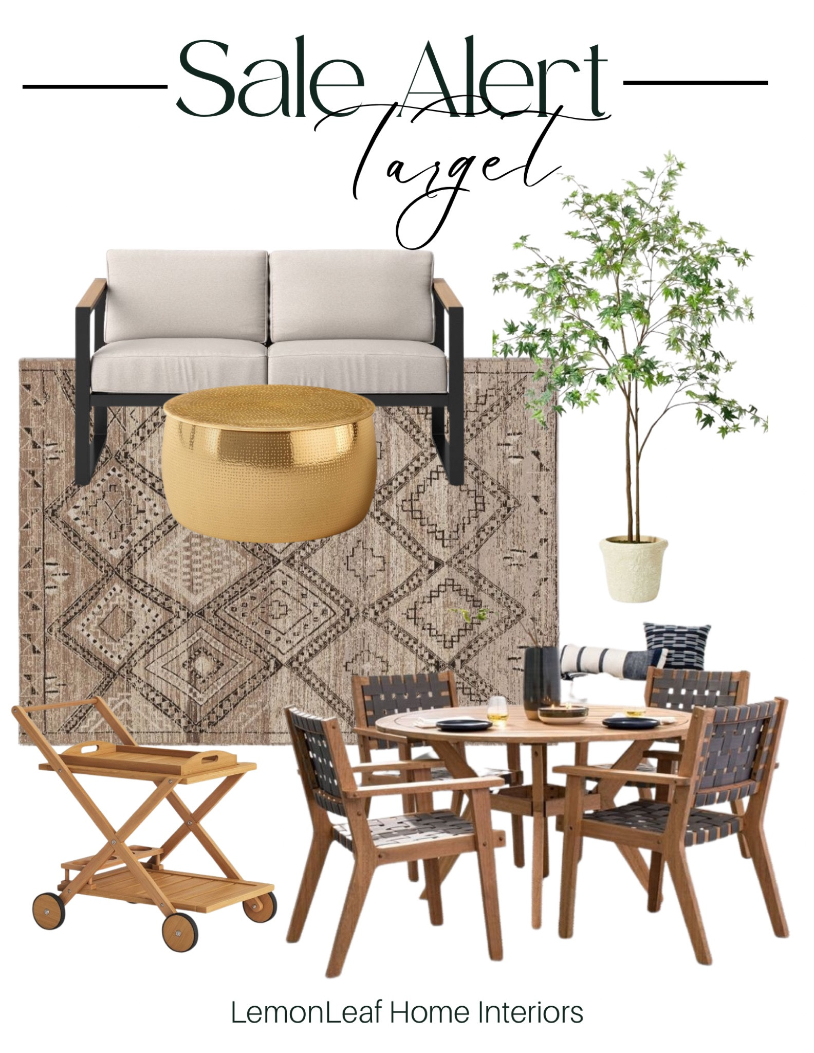 Outdoor patio sale at Target. Rugs, seating, patio furniture, faux tree, dining set, bar cart



#LTKhome #LTKsalealert #LTKSeasonal