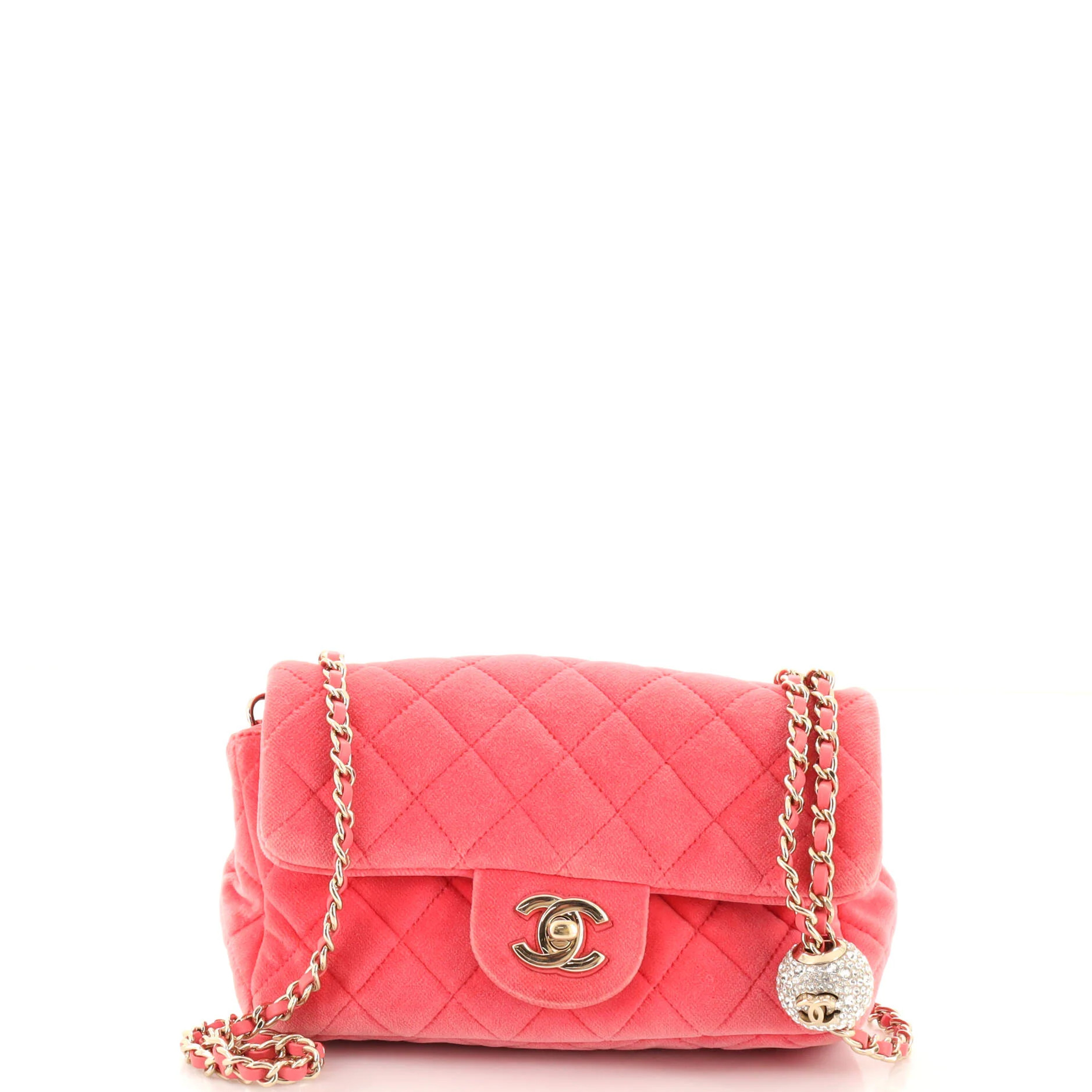 CHANEL Pearl Crush Flap Bag Quilted Velvet with Crystal Detail Mini | Rebag