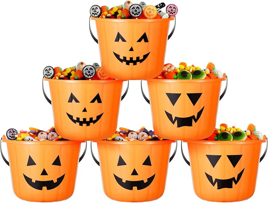 Cabilock 6Pcs Halloween Pumpkin Bucket Trick or Treat Candy Pots Pail Halloween Party Favor Baske... | Amazon (US)