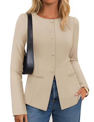 ZESICA Womens Business Casual Blazers Fall Long Sleeve Button Suit Jackets Office Work Outfits Fi... | Amazon (US)