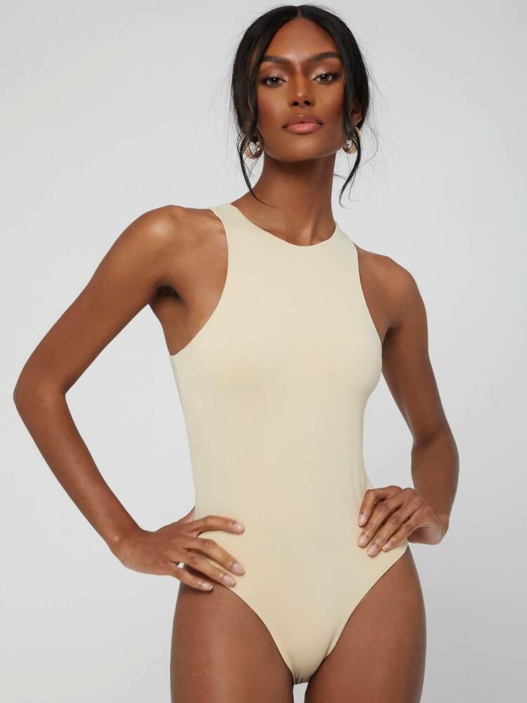 SHEIN X Sayndo Form Fitted Solid Tank Bodysuit | SHEIN