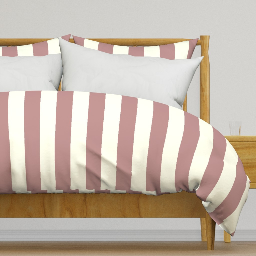 3 Inch Vertical Stripes in Warm Taupe Pink and Ivory White Duvet Cover | Spoonflower | Spoonflower