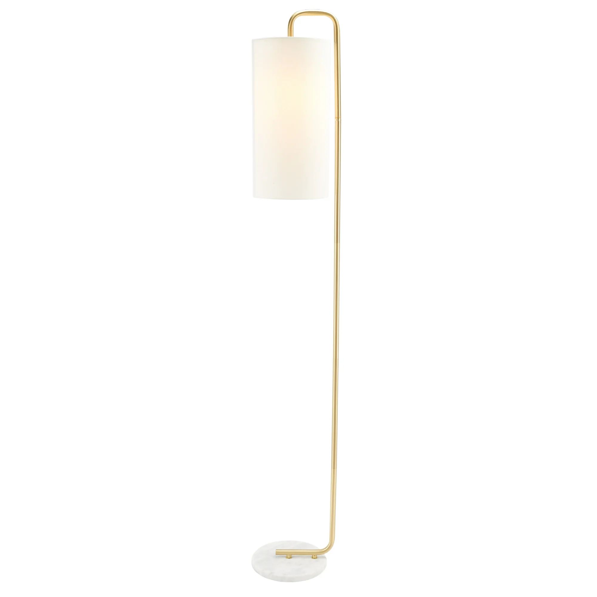 SAFAVIEH Troilus 64 in. Modern White Ceramic Floor Lamp with White Linen Shade | Walmart (US)