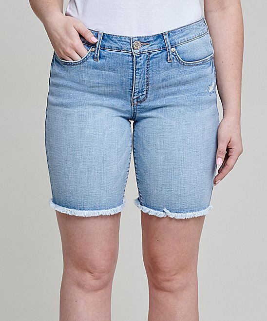 Seven7 Women's Denim Shorts BLUE - Blue Skies Fray-Hem Bermuda Shorts - Women | Zulily