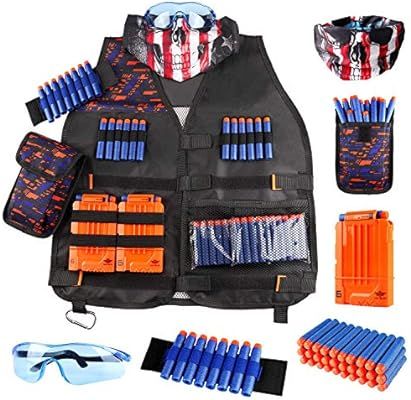 Kids Tactical Vest Kit for Nerf Guns N-Strike Elite Series with Refill Darts Dart Pouch, Reload C... | Amazon (US)