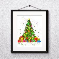 Christmas Tree Watercolor Print, Print 4, Painting, Art, Nursery, Kids Room Decor, Wall Art | Etsy (US)