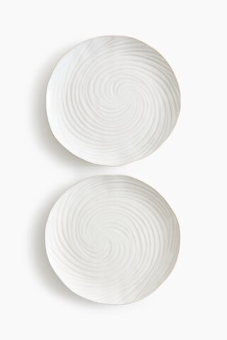 H & M - 2-Pack Textured Stoneware Dinner Plates - White | H&M (US + CA)