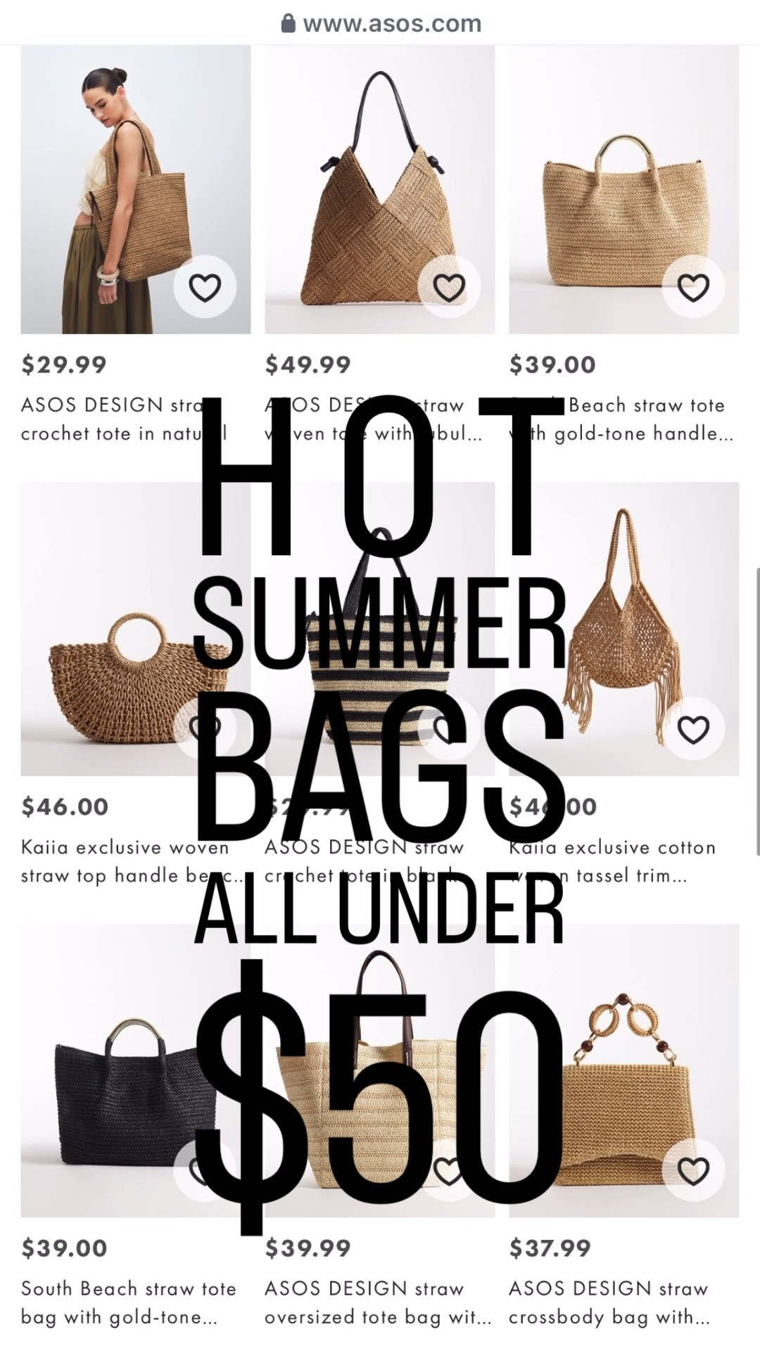 ASOS has all the summer style and the prices are just right! 
Beach bag, tote bag, summer bags, summer purse, vacation outfit beach, resort style, beach accessories, pool day, resort vacation, straw bag, clutch, shoulder bag #MothersDayGiftIdeas #MothersDay #giftsformom  #jleeinteriors

#LTKMothersDay #LTKmomlife #LTKTravel