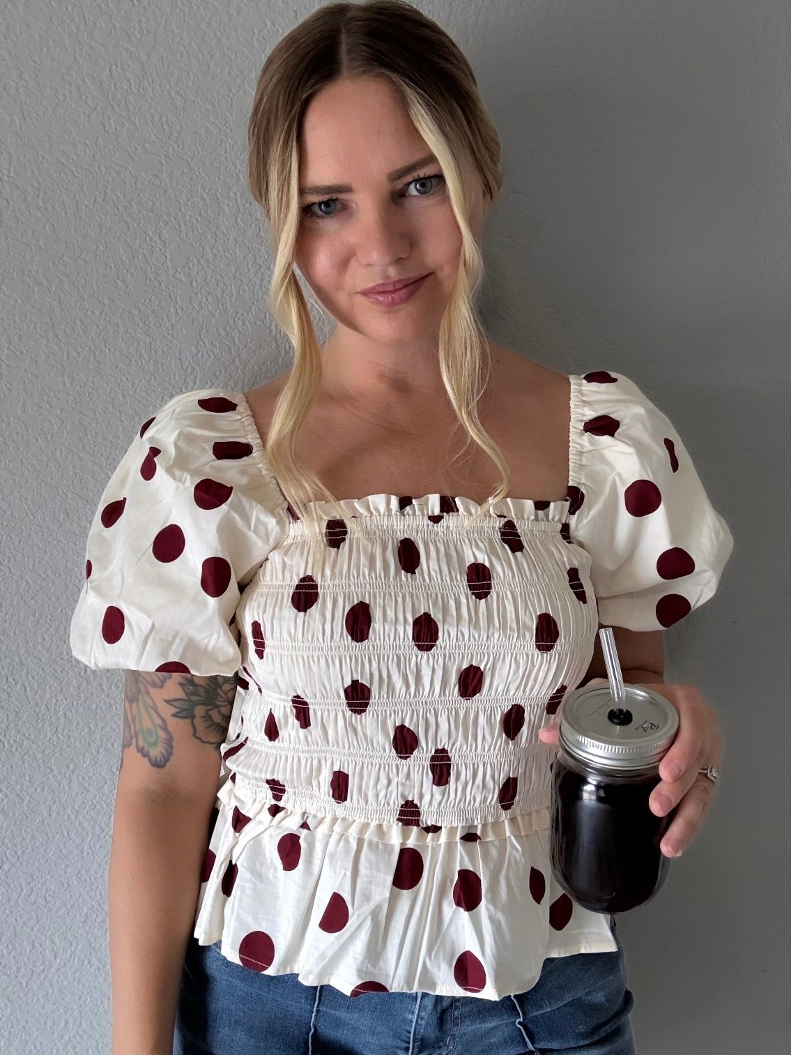 Puff sleeve polka dot top on sale & perfect to add to your fall wardrobe🍂☕️

#LTKSeasonal #LTKSaleAlert #LTKStyleTip