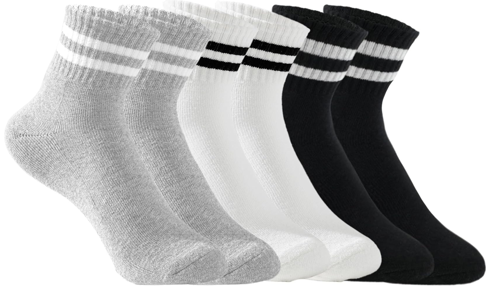 Irisbear Womens Crew Socks Cushioned Cotton Striped Quarter Socks Vintage Retro Running Socks 6 P... | Amazon (US)