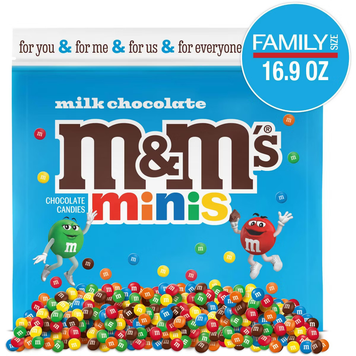 M&M'S Milk Chocolate Minis Candy - Family Size Candy Bag 16.9oz | Target