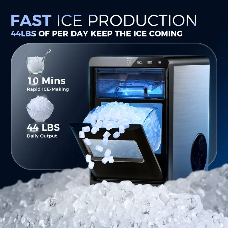 Simzlife Nugget Ice Maker Countertop, 44.9lbs per Day Chewable Pebble Nugget Ice Machine with Tou... | Walmart (US)