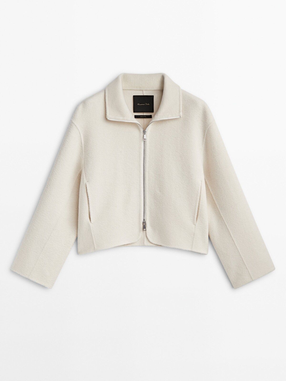 100% wool short jacket with zip | Massimo Dutti UK