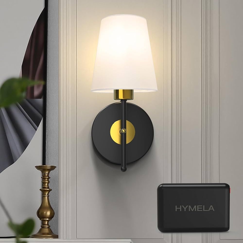 C01 Battery Operated Wall Sconce No Wired, Rechargeable Wall Lamp with Fabric Shade, Easy to Inst... | Amazon (US)