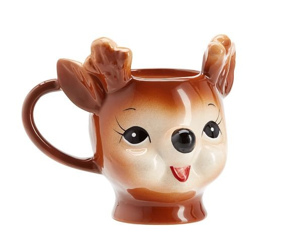 Cheeky Reindeer Shaped Handcrafted Ceramic Mugs | Pottery Barn (US)