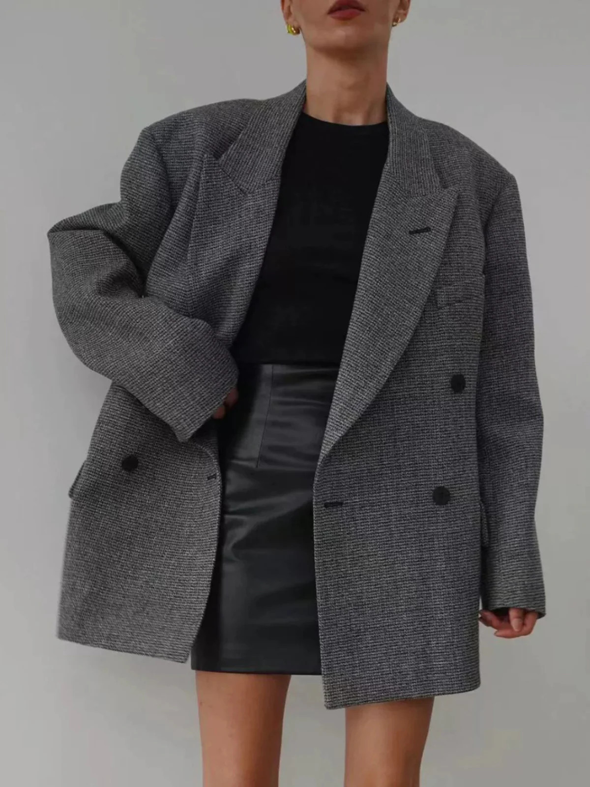 Wool-Blend Plaid Belted Blazer | Commense