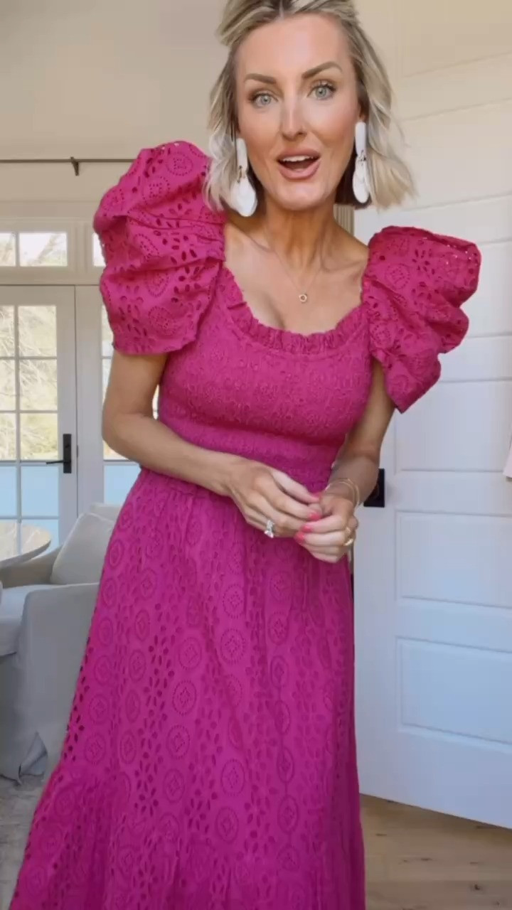 Cleobella is currently having their annual 30% off Summer Sale, and everything in the Loverly Grey x Cleobella capsule is included! Linking my favorite piece: the dress I am wearing, as well as the other pieces in the collection! Now is the time to pick up these pieces you've been eyeing! Wearing XS 

Loverly grey, cleobella sale discount code, eyelet pink puff maxi dress, fuchsia summer maxi, vacation outfit, resort wear, high end sale womens fashion 

 #LTKSeasonal #LTKSaleAlert