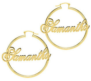 14K Gold Plated Sterling Silver Personalized Ho op Earrings | QVC