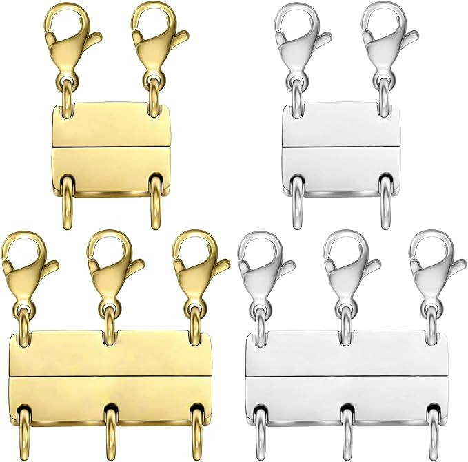 Multi Necklace Layering Clasps Strong Magnetic Clasp, Gold and Silver Necklace Separator for Laye... | Amazon (US)