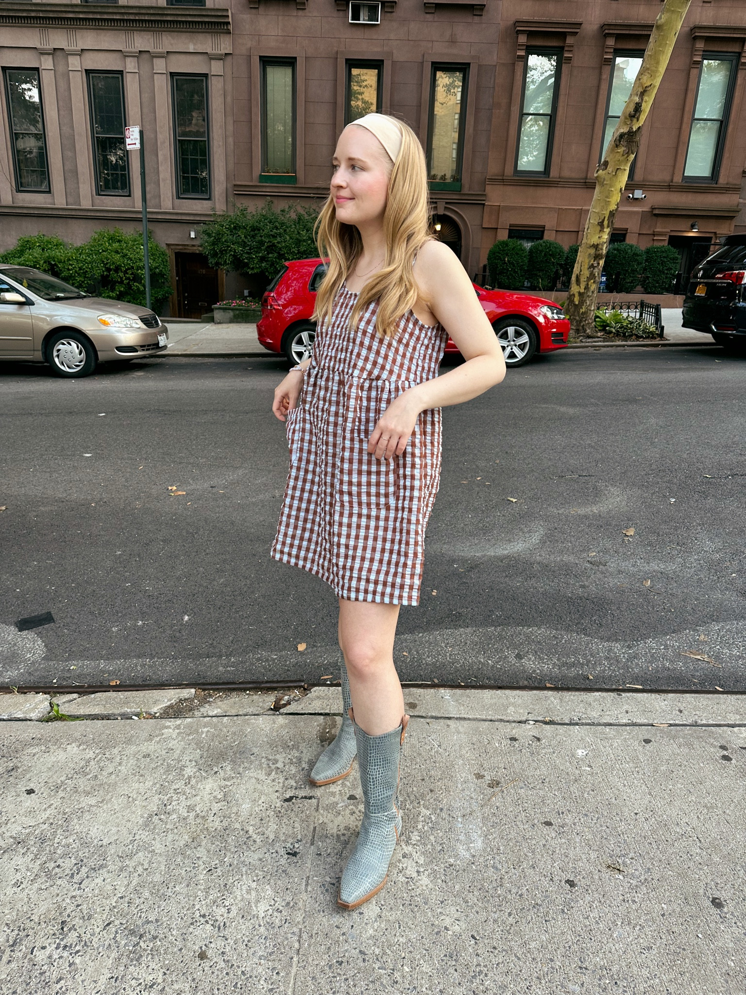 The perfect gingham mini dress for this time of year! 💙🤎

#LTKunder100 #LTKstyletip