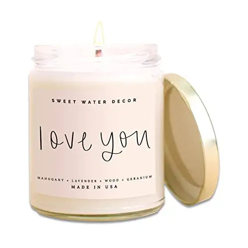 Sweet Water Decor, Love You Candle | Mahogany Teakwood Scented Soy Wax Candle for Home | Valentin... | Amazon (US)