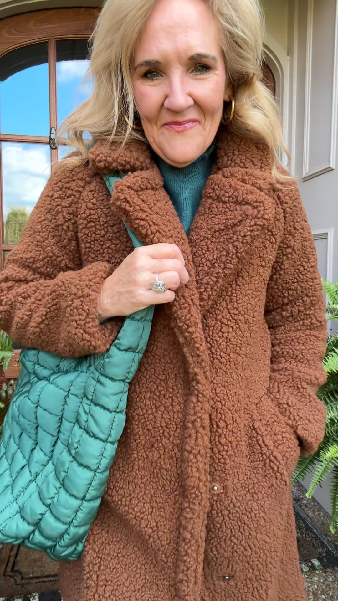 I love a teddy coat. This one from Lucky comes around each year. The Sherpa is really good quality. It’s fully lined and you’ll wear it a lot. It’s like wearing a blanket.

Ann Taylor sweater size medium. It has pretty detail details.
Free people quilted bag is a classic and I love the green
Cuffed denim by Kut from the Kloth wearing size 6. I did size down a full size.

Fall jackets, winter coats, Nordstrom rack, Sherpa coat

#LTKFindsUnder100 #LTKOver40 #LTKSeasonal