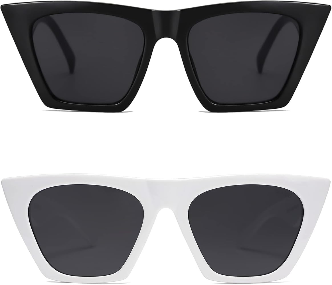 SOJOS 2 Pack Oversized Square Cateye Polarized Sunglasses Big Trendy Style Sunnies SJ2115 | Amazon (US)