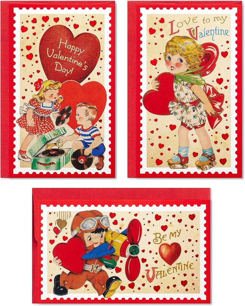 Hallmark Mini Valentines Day Cards Assortment, 18 Cards with Envelopes (Vintage, Be My Valentine) | Amazon (US)