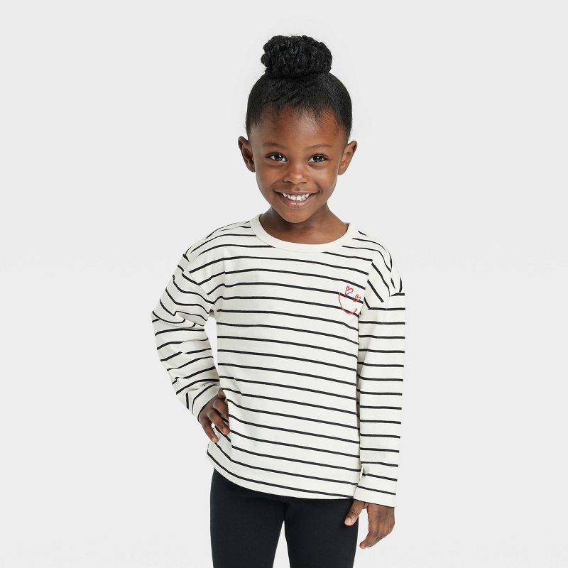 Toddler Striped Long Sleeve T-Shirt - Cat & Jack™ Cream | Target