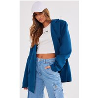Dark Teal Boxy Oversized Drop Shoulder Dad Blazer | PrettyLittleThing IE