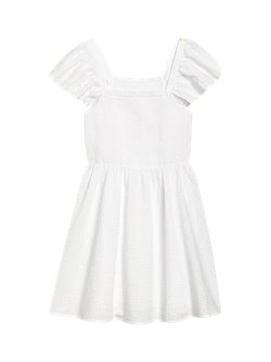 Flutter-Sleeve Fit & Flare Smocked Seersucker Mini Dress for Women | Old Navy (US)
