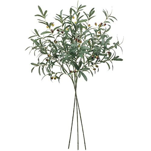 SHACOS 3 PCS 39" Fake Olive Tree Branches Olive Stems Large Tall Artificial Greenery Stems Bulk Faux Olive Branches for Vase Olive Leaves Plant Branch Greenery Decor | Amazon (US)
