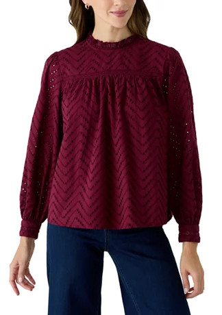 Women's Long Sleeve Eyelet Top | Belk