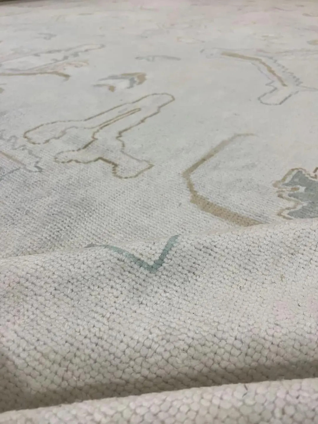 Antique Muted Cream Oushak Hand Knotted Rug for living room silk area Rug for kids room bedroom k... | Etsy (US)