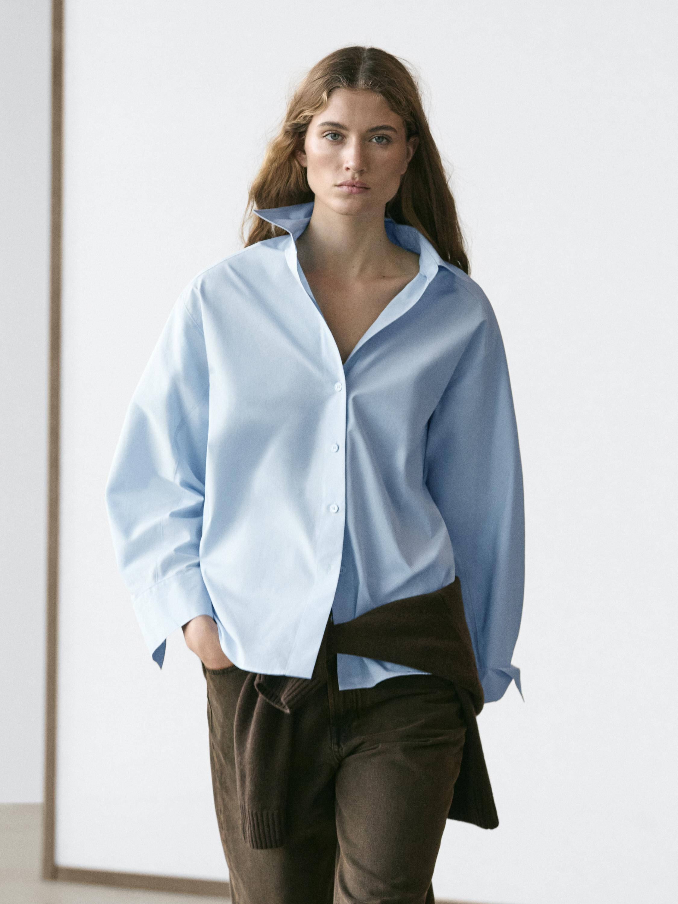 Popelinhemd mit Raglanärmeln | Massimo Dutti DE
