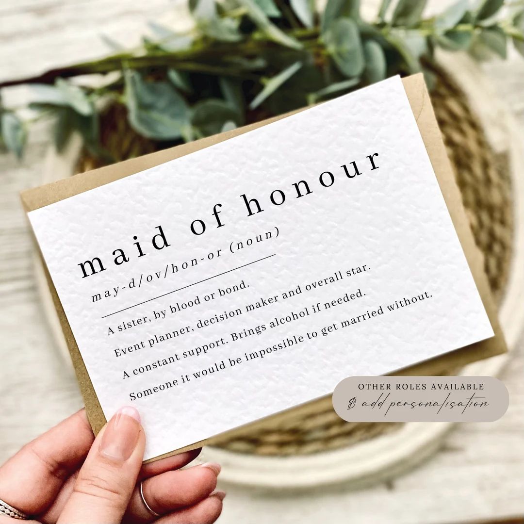 Maid of Honour Definition Note Card A6 Postcard Size Wedding - Etsy | Etsy (US)