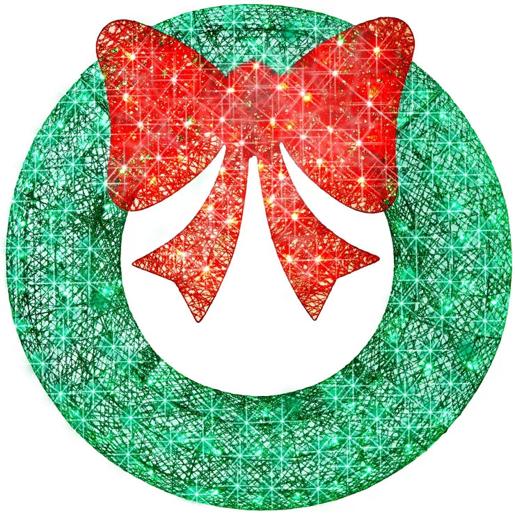 Best Choice Products 48in Pre-Lit Outdoor Christmas Wreath, LED Metal Holiday Decor w/ 140 Lights... | Target