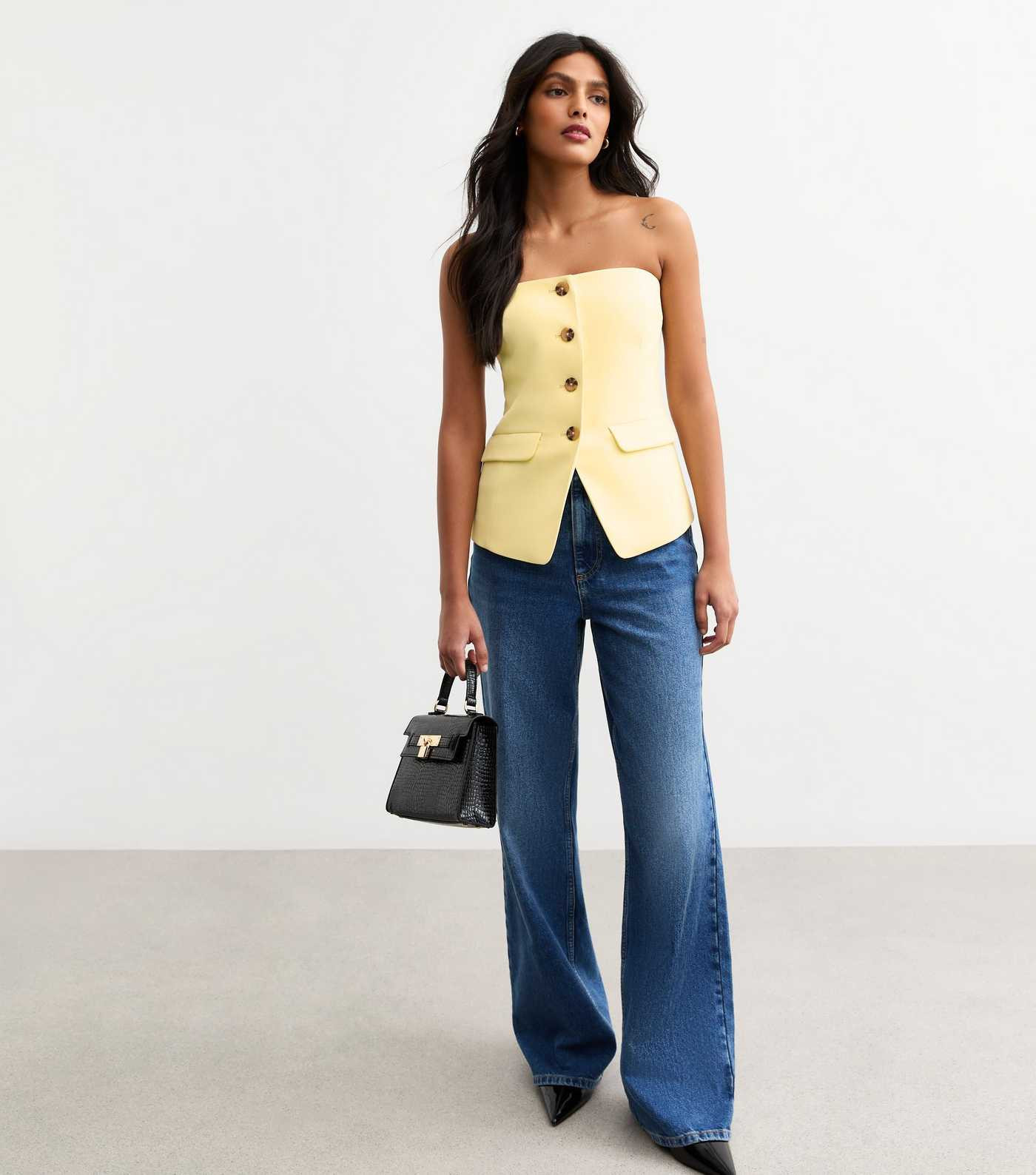 Light Yellow Button Front Bandeau Waistcoat | New Look | New Look (UK)