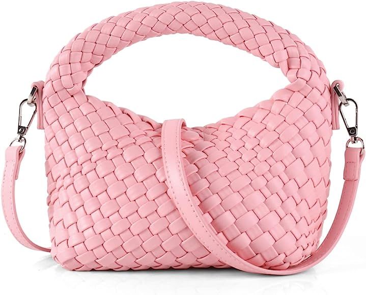 Women Woven Tote Small Crossbody Bag, Weave Quilted Purse Square Shoulder Bag Woven Handbag with Det | Amazon (US)