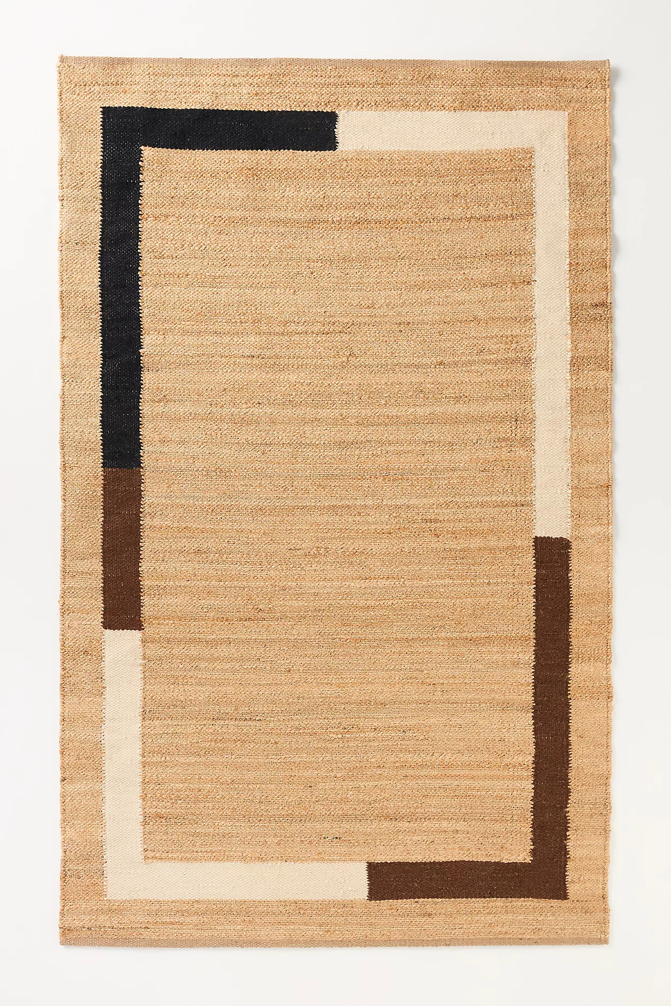 Vela Flatwoven Jute Colorblock-Border Rug | Anthropologie (US)