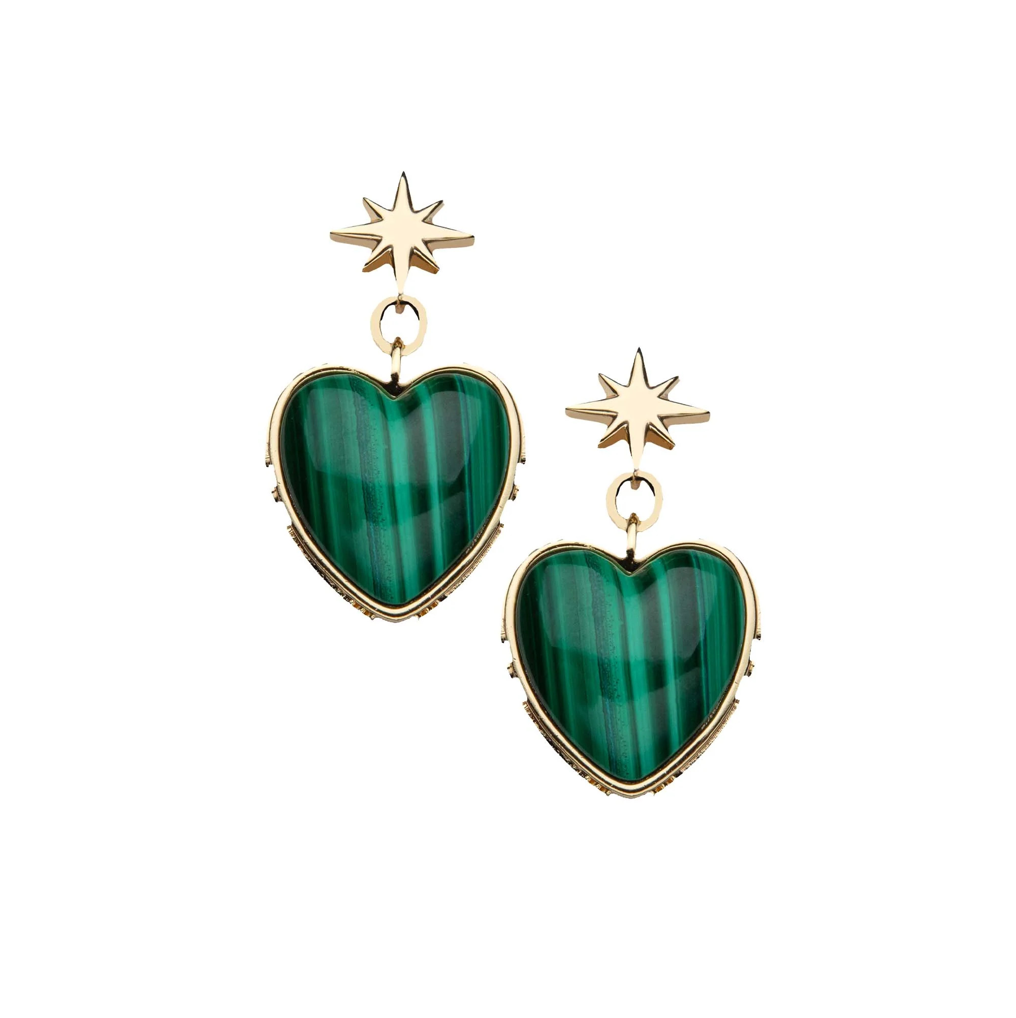 LOVE From the Heart Earrings in Malachite | Jane Win