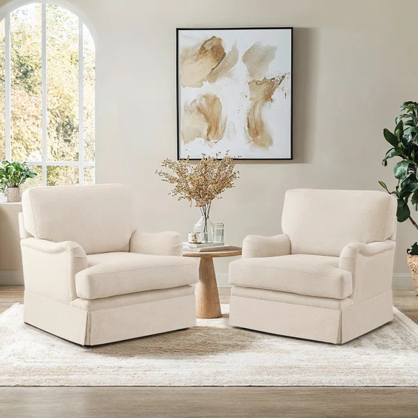 32.7'' Skirted Swivel Accent Arm Chair For Living Room, Bedroom(Set of 2) | Wayfair North America